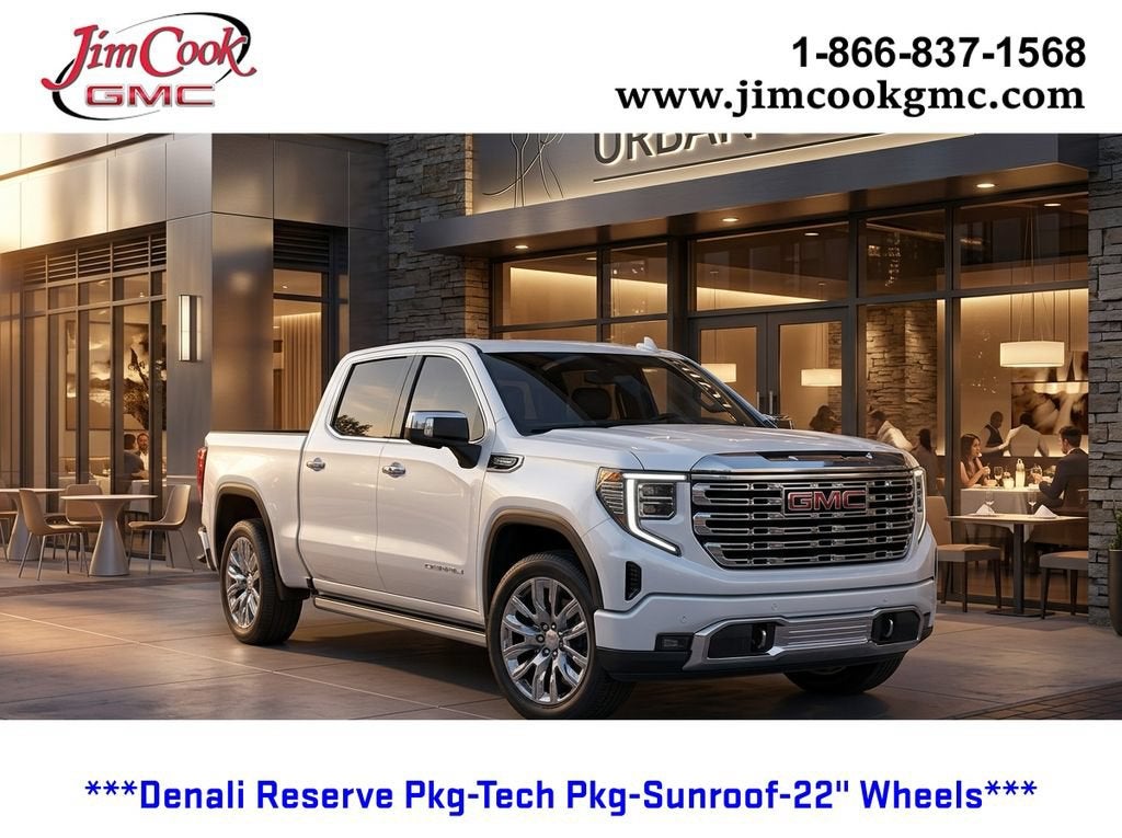 2026 GMC Sierra 1500 Denali in Glacier White Tricoat — front three-quarter view