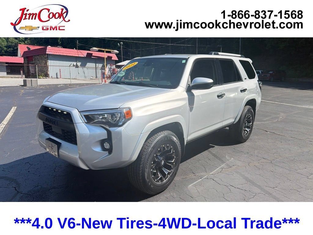 2021 Toyota 4Runner SR5 in Silver — front three-quarter view